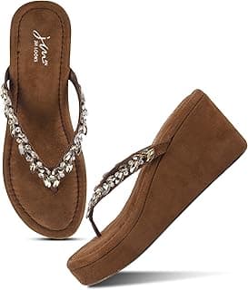 JM LOOKS Women Elegant Embellished Platform Wedge Sandals Designed for Comfort and Statement Style