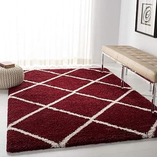 Naze Shaggy Carpet for Living Room Modern Geometric Rug Soft Thick Plush Area Rug | Home Floor Décor,Hall,Bed Room, 4x6 Feet (Red Box)