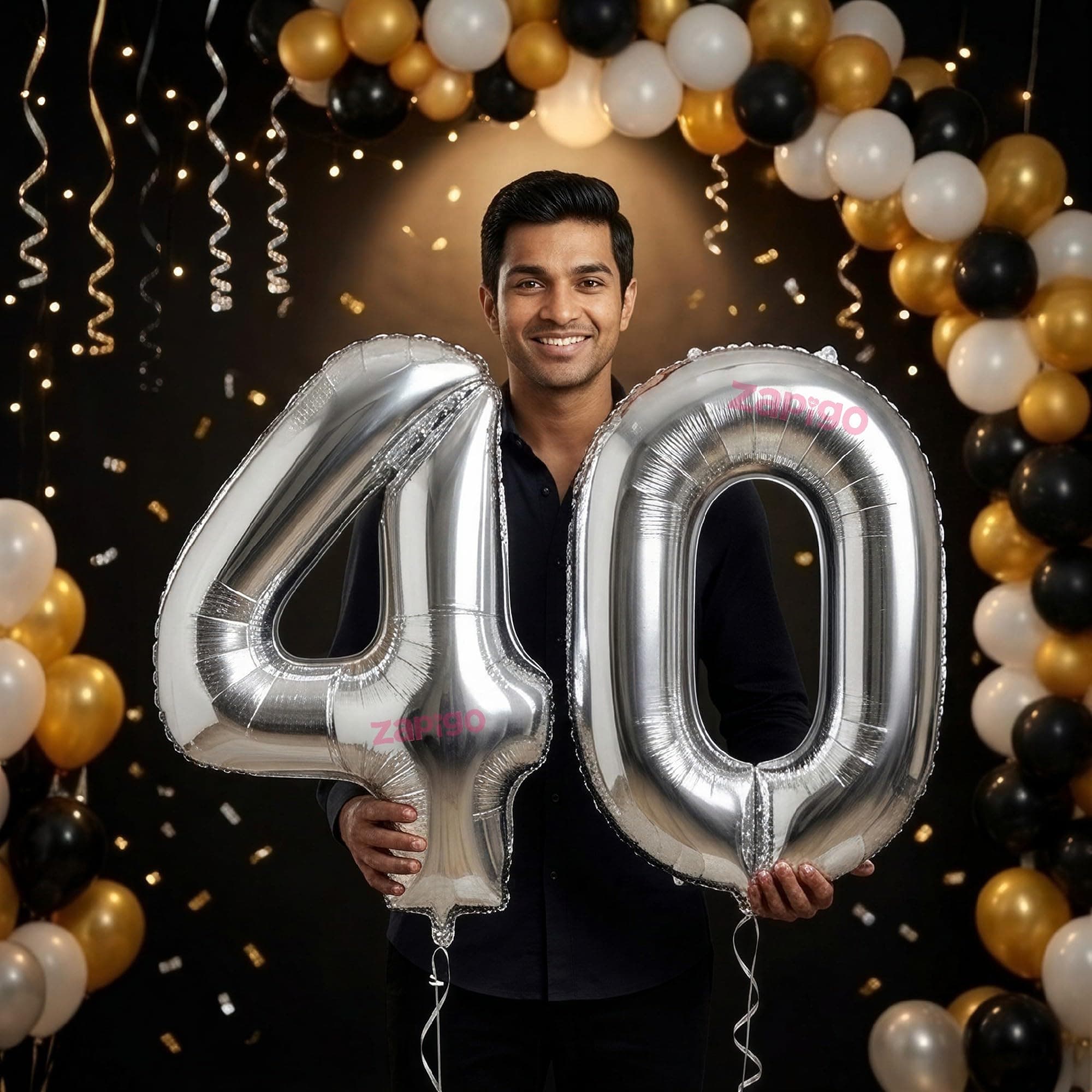 Balloonistics Silver 40-Inch Foil Number 40 Balloon - Helium or Air Fill for 40th Birthday, Anniversary Party Decoration, Photo Booth Backdrop, Milestone Celebrations