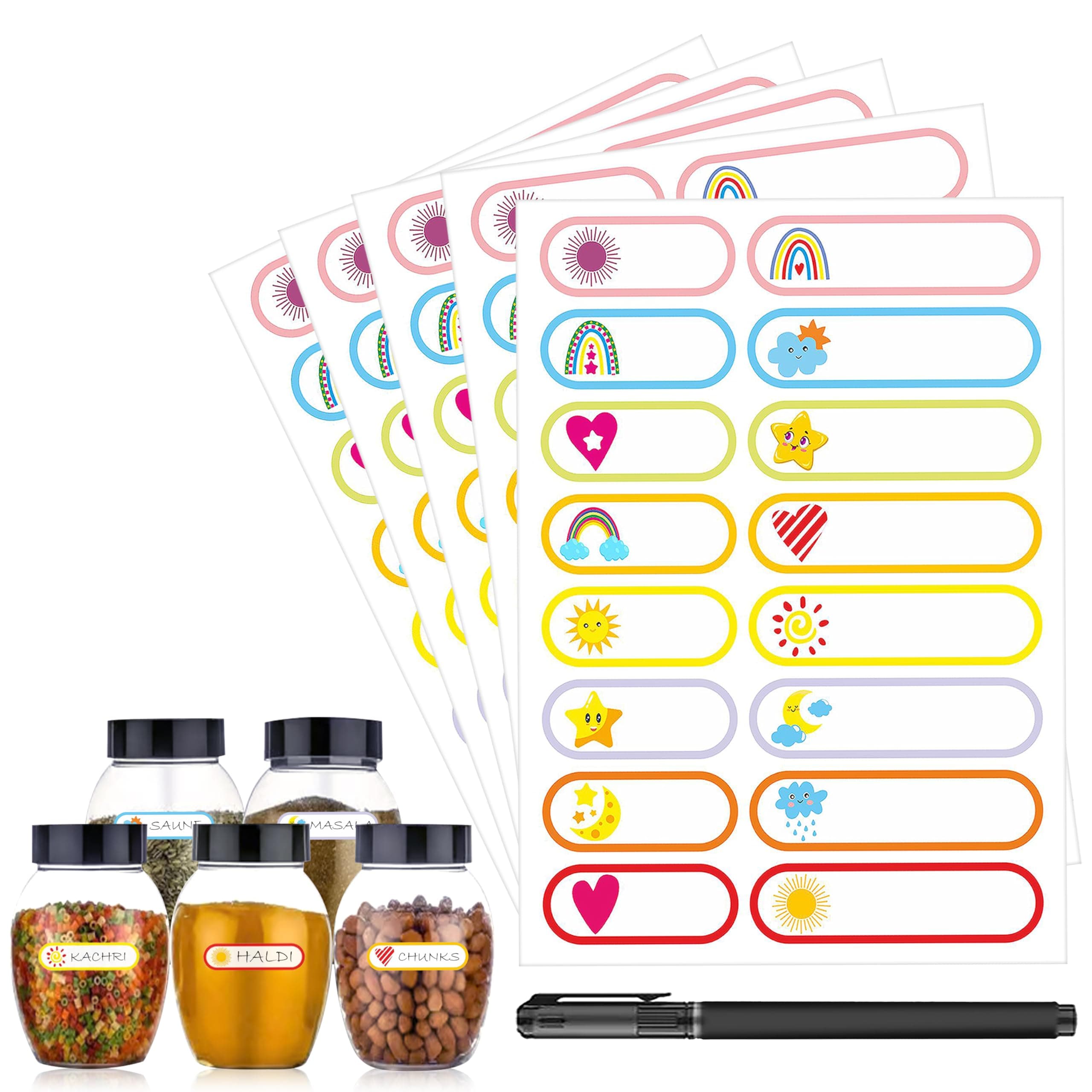 Waterproof Vinyl Printed Name Tag Stickers, 10 Sheets 160 Count, Kids Bottles, Lunch, Clothes, Kitchen, Reusable Self-Adhesive Labelling Stickers
