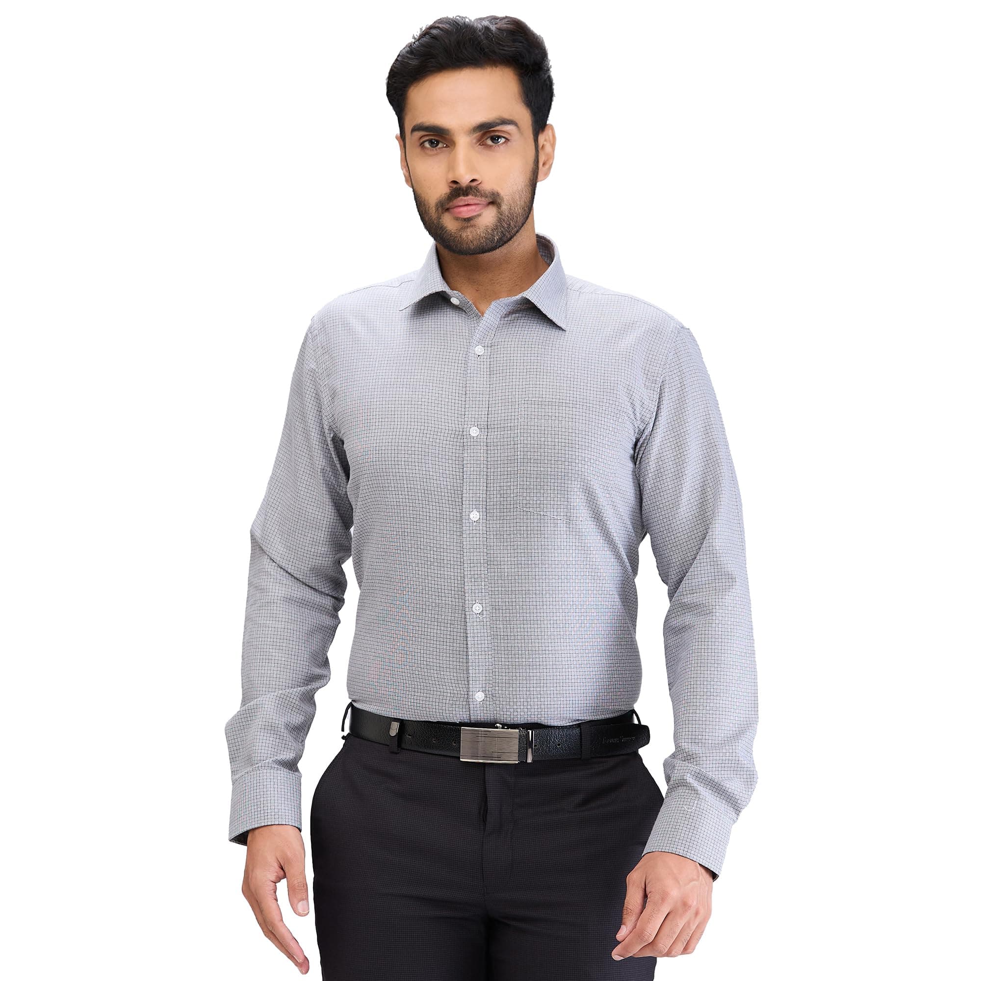 Park Avenue Men's Slim Fit Structure Pattern Cotton Blend Semi Cut Away Collar Full Sleeve Formal Shirt