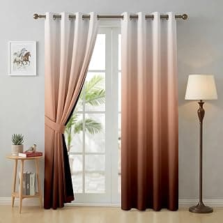 Story@Home 100% True Blackout Long Door Curtains 9 Feet Long Set of 4 | Gradient Printed | Room Darkening Curtain | Ombre Curtains for Living Room | (116 X 275 Cm, Brick Red & Light Grey)