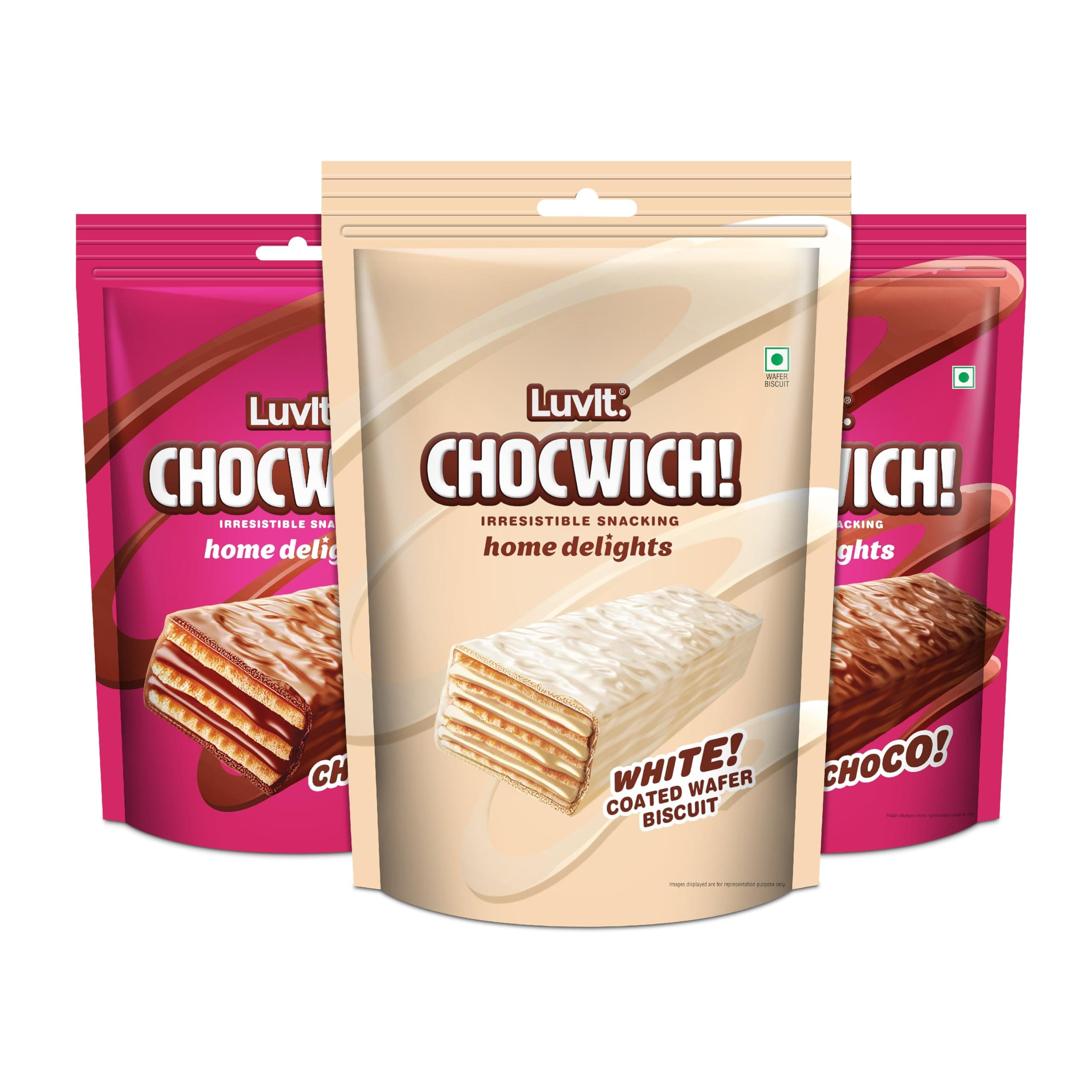 LuvIt. Chocwich & Chocwich White Home Delights Wafer Chocolates | Crunchy & Delicious | Homepack | Gift Combo | Pack of 3-160g Each