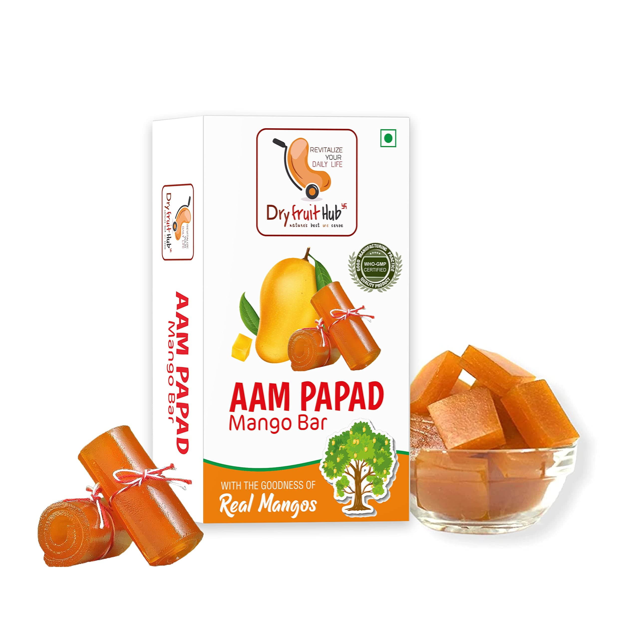Dry Fruit Hub Aam Papad 800gm,Healthy Fruit Snacks Aamras Papad Slice, Aam Papad Khatta Mitha, Real Pulp Mango Papad, Ratnagiri Alphonso (Hapoos) Mango Papad Dry Pack of 2 Each 400gm
