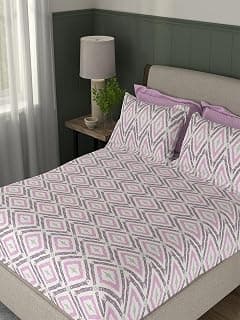 Portico New York Signature - Everyday Elegance 104 TC Cotton Pink Double Bedsheet with 2 Pillow Covers