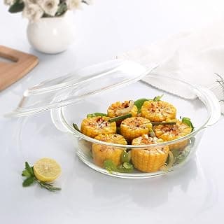 CELLO Angelica Round Glass Casserole with Glass lid | Pack of 1 | 2000ml | Clear