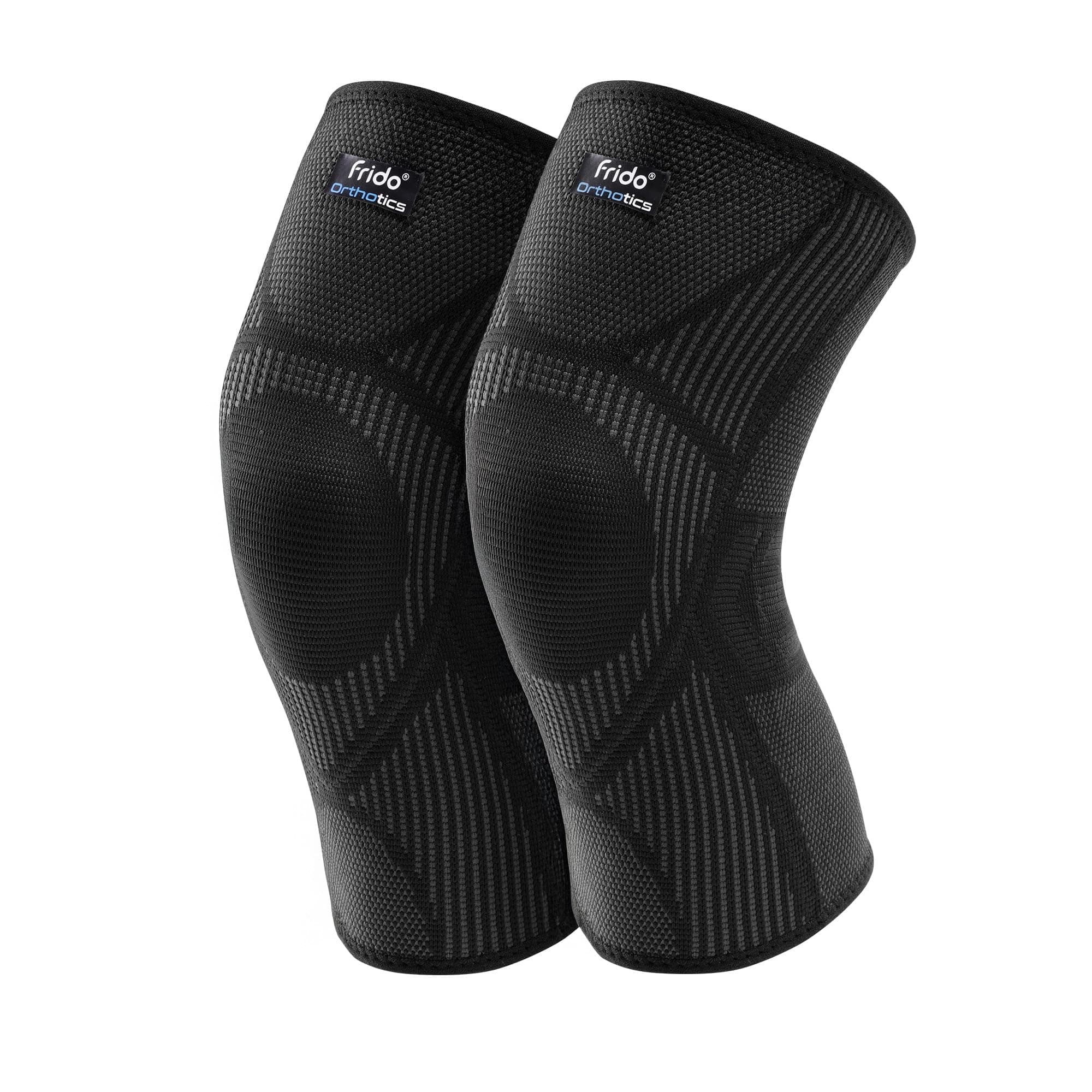 Frido Active Knee Cap Support for Men & Women | Active Compression for Pain Relief & Joint Support | Knee Sleeve for Gym, Running, Jogging, Sports & Workout | Anti-Sweat Knee Brace (1 Pair) Core Black, XXL