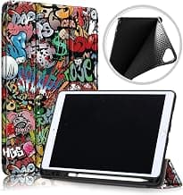 ProElite Smart Trifold Flip Case Cover for Apple iPad 10.2" 9th Gen (2021) 8th Gen/7th Gen with Pencil Holder, Soft Flexible Back Cover, Hippy
