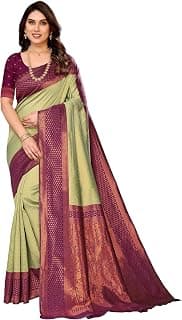 VJ Fashion Women Woven Soft Silk Kanjeevaram Checks Saree With Blouse Piece_freesize