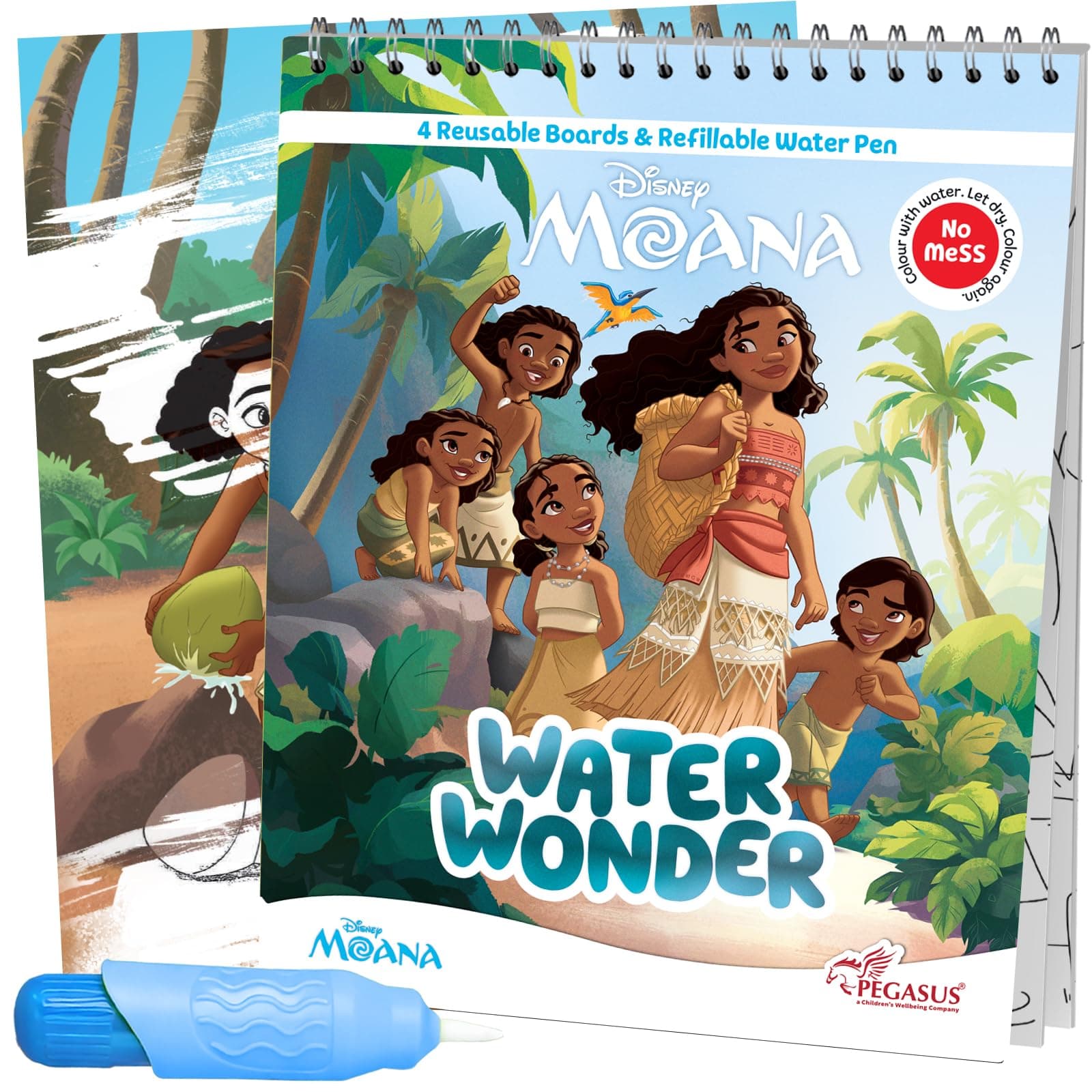 Pegasus Magic Water Colouring Book with refillable magical pen for kids 2-5 years - Moana | Reusable coloring books for children - self drying with no ... 3 + (Reusable Water Wonders Coloring Book)