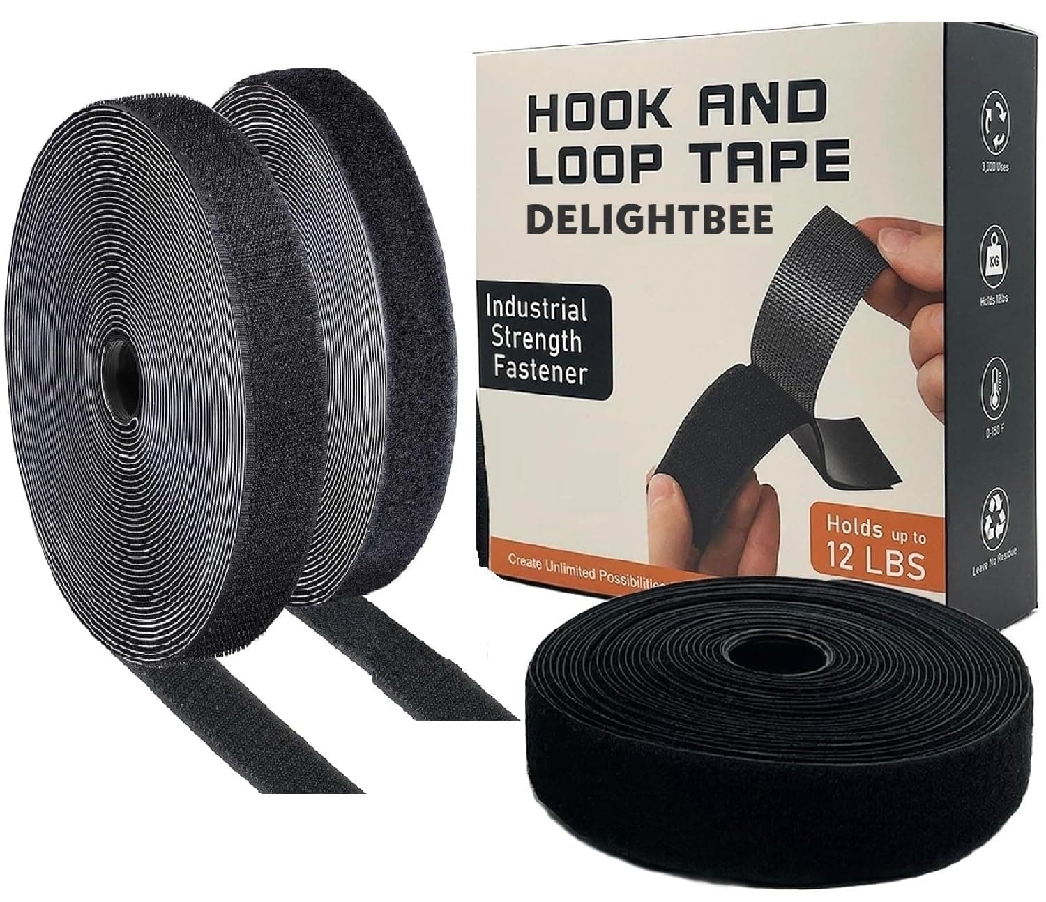 Delightbee Self Adhesive Hook and Loop Tape, Tapes, Mosquito net Mounting Tape For Office use, Photo Frames, Multipurpose double-sided Adhesive Hook Loop Tape for Crafting & Wall Hanging (Tape (5M x 25mm))