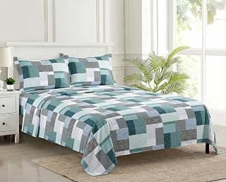 Trance Home Linen Modern Art 100% Pure Cotton Bedsheet Double Bed with 2 Pillow Covers | King Size Bed Sheets |144 Tc | Hypoallergenic (108 x 108 inch, Abstract Green)