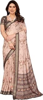 Trendy Store Women's Soft Zari Lining Saree with Contrast Golden Jacquard Border & Digital Print