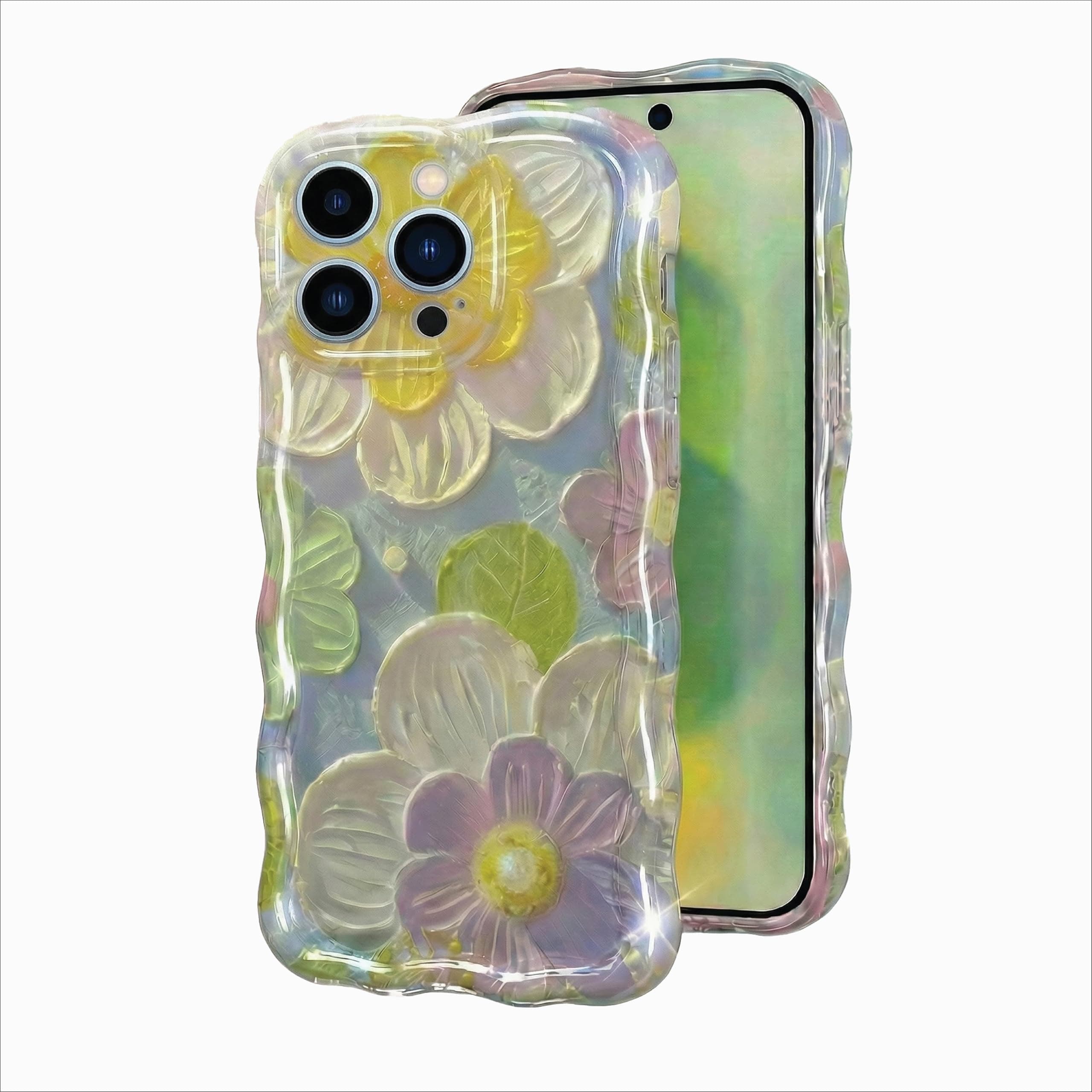 amazon basics Aesthetic Floral Case for iPhone 13 – Slim Protective TPU Bumper, Shockproof Soft Flexible Silicon Cover, Anti-Scratch & Drop Protection for Women & Girls (Yellow Flowers)