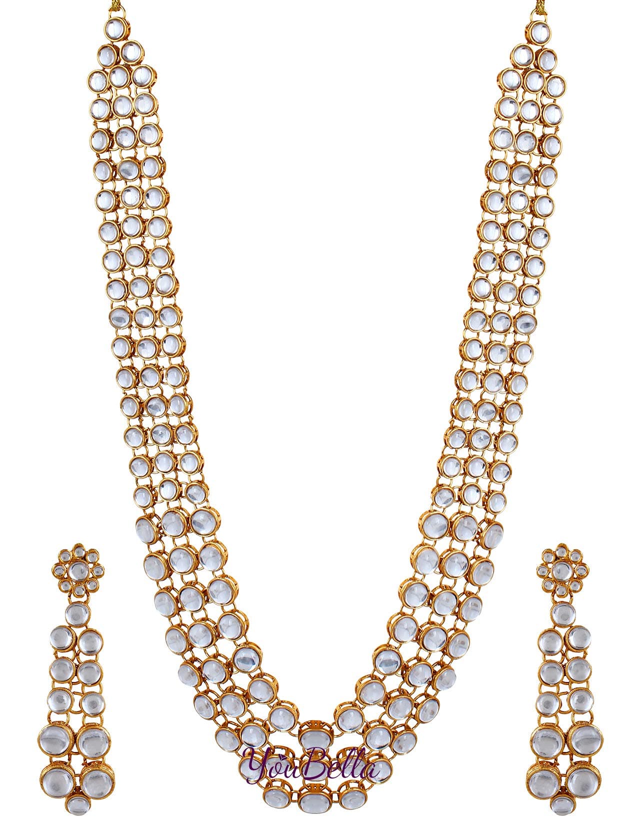 YouBella Jewellery Sets for Women Gold Plated Kundan Traditional Necklace Set for Women Jewellery Set with Earrings for Girls/Women