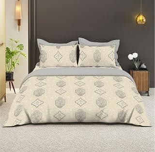 Bombay Dyeing 144TC Florentine 100% Cotton One King Size 274x274Cm / 108x108Inches Bedsheet with 2 Pillow Covers Size 46x69Cm (7871YLW)