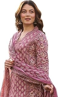 Arayna Women’s Cotton Printed Kurta Set with Pants & Dupatta | Elegant Ethnic Wear for Women | Floral Print | Comfortable Suit Set