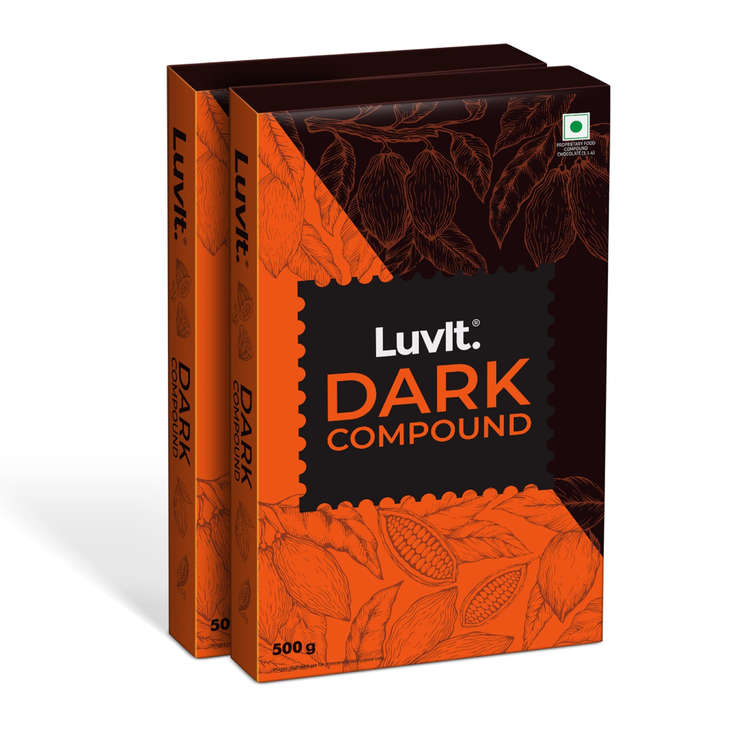 LuvIt. Cocoa Crush Dark Compound Bar | Perfect for Baking, Frosting, Chocolate Making | No Preservatives | Pack of 2-500g Each