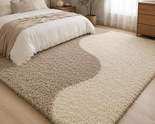 Ultra Premium Luxury Shaggy Soft Carpet (BG- Ivry- Size 5x8 feet Thick Plush Shaggy Carpet | Luxury Soft Floor Rug for Bedroom, Hall, Living Room & Kids RoomBalkane