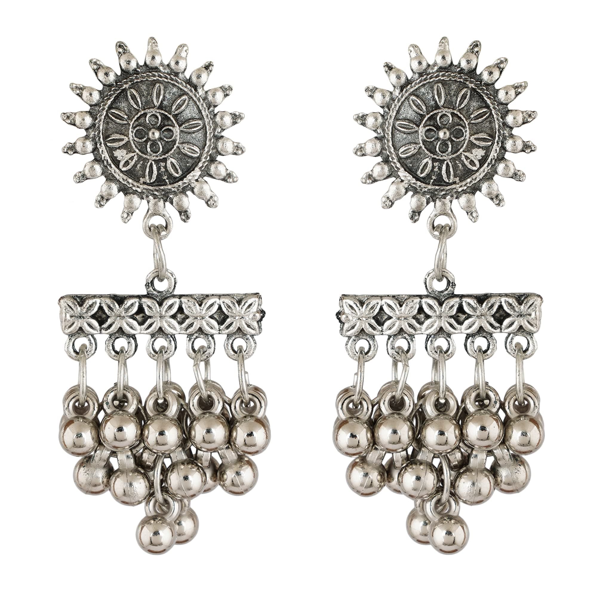 Shreyadzines Designer Oxidised Polish Combo Ghungroo Bridal All Occasion Jhumka Jhumki Studs Earrings for Women and Girls