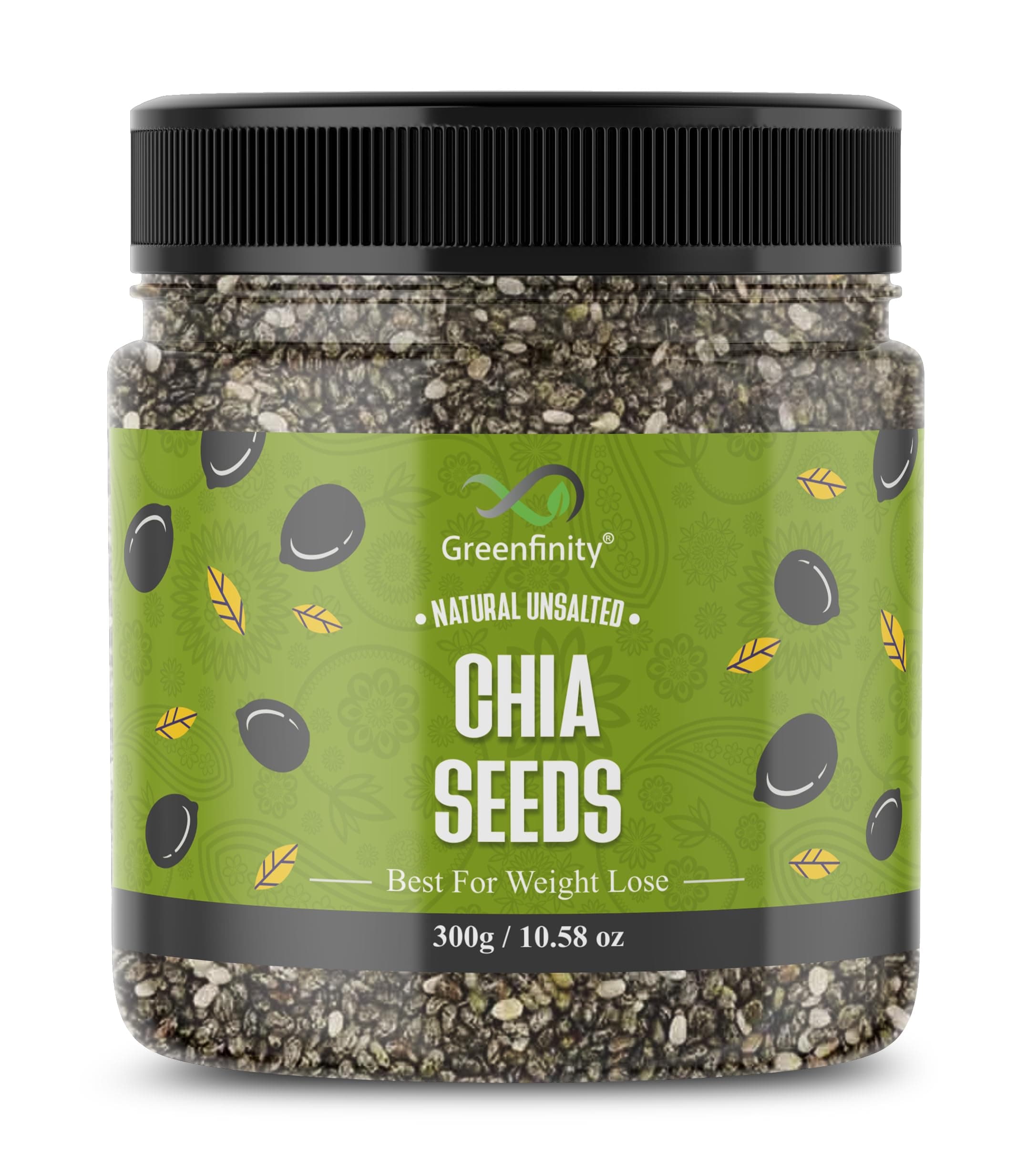 GreenFinity Healthy & Tasty Jumbo Chia Seeds for Eating | Immunity Booster Diet | Protein and Rich in Fibre - 300 Gram