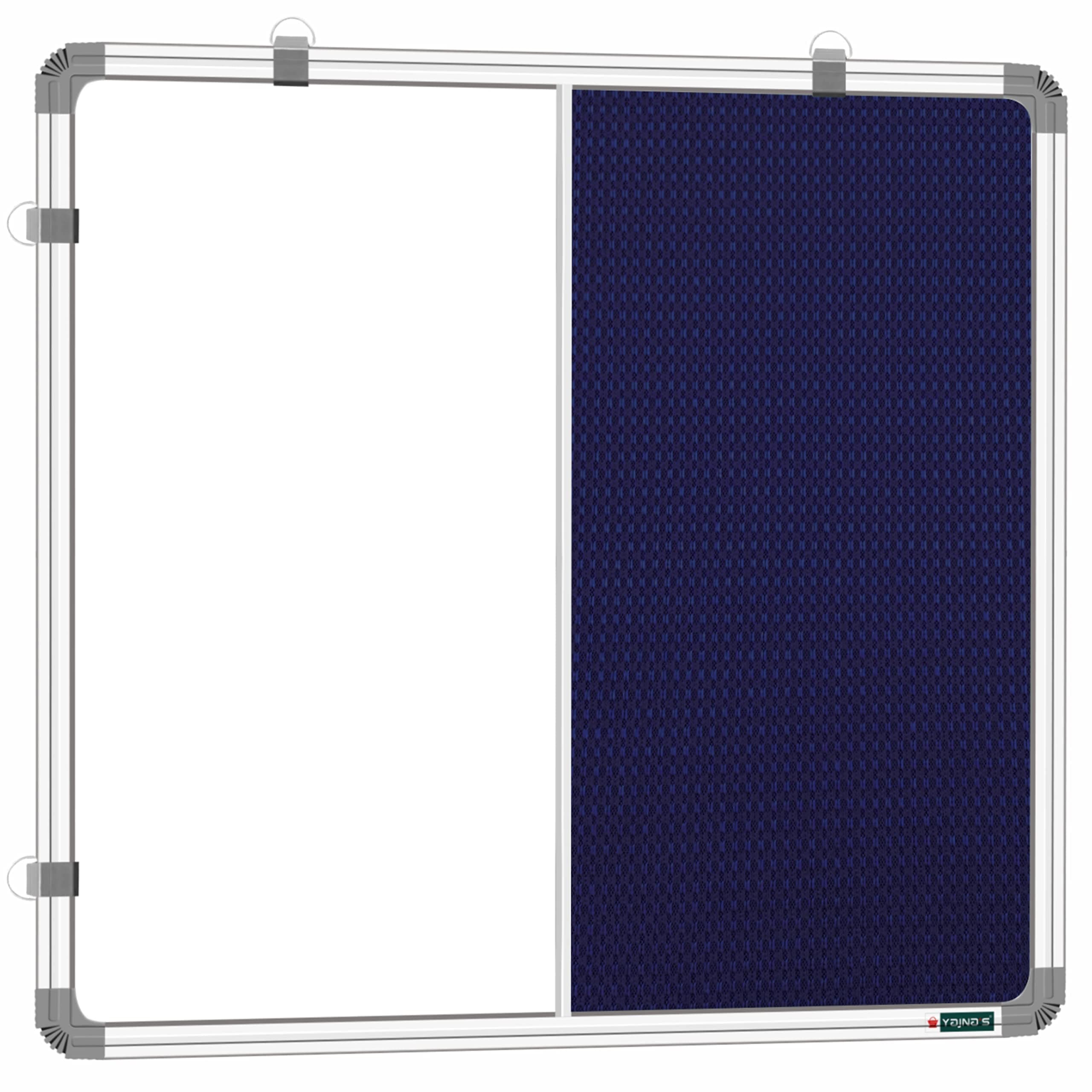 YAJNAS® 59x59 CM Premium Combination Board (YPCBB595901) Non-Magnetic Whiteboard with Blue Pin-Up Board/Notice Board/Bulletin Board for Home, Office and School Use. Pack of 1, Colour - White-Blue