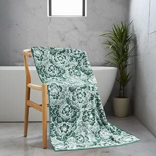 MYTRIDENT Towels for Bath, Floral Collection, 100% Cotton Towel, 1 Pc Bath Towel (75 cm x 150 cm) - Green