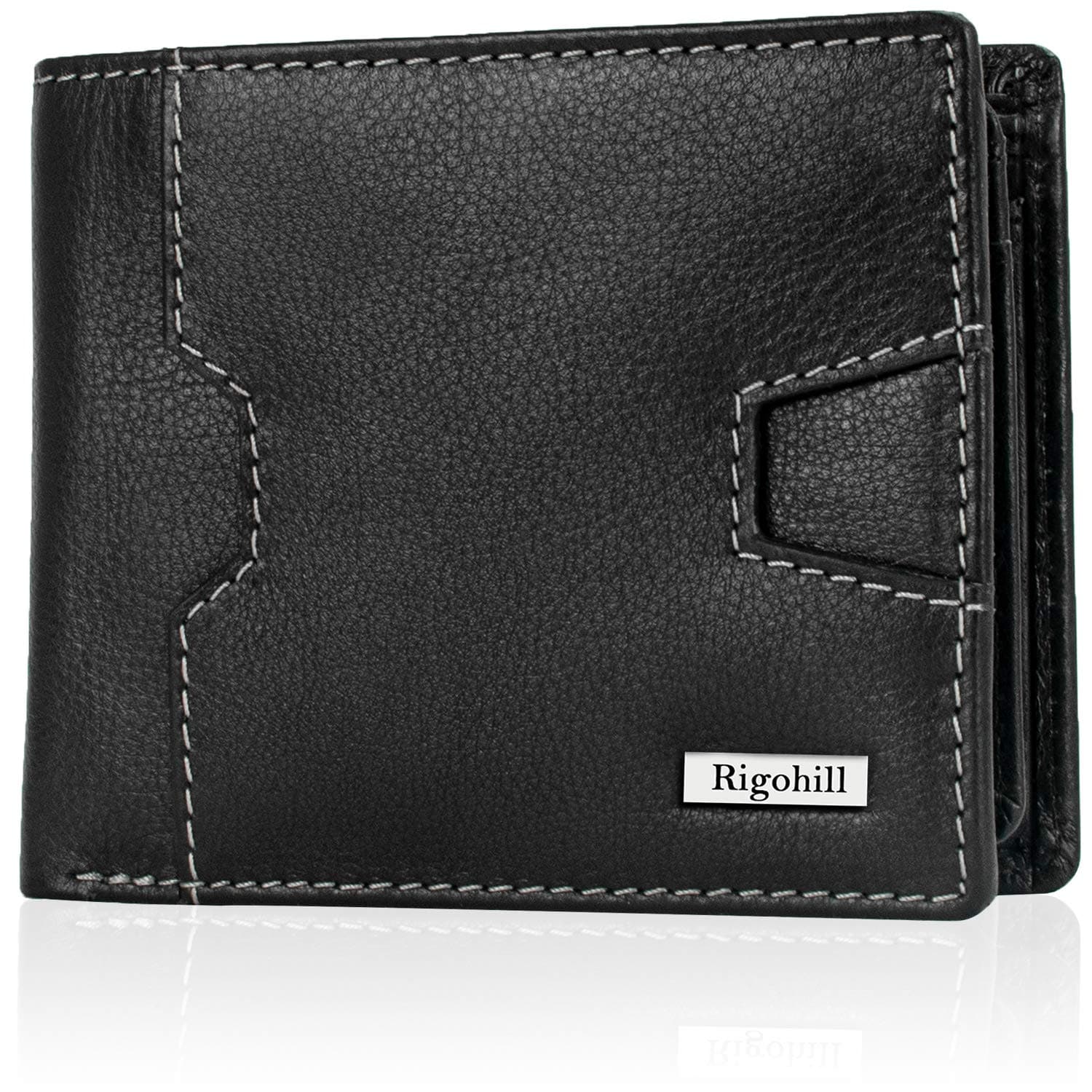 RIGOHILL Edward Black Mens Leather Wallet | Leather Wallet for Men | RFID Mens Wallet