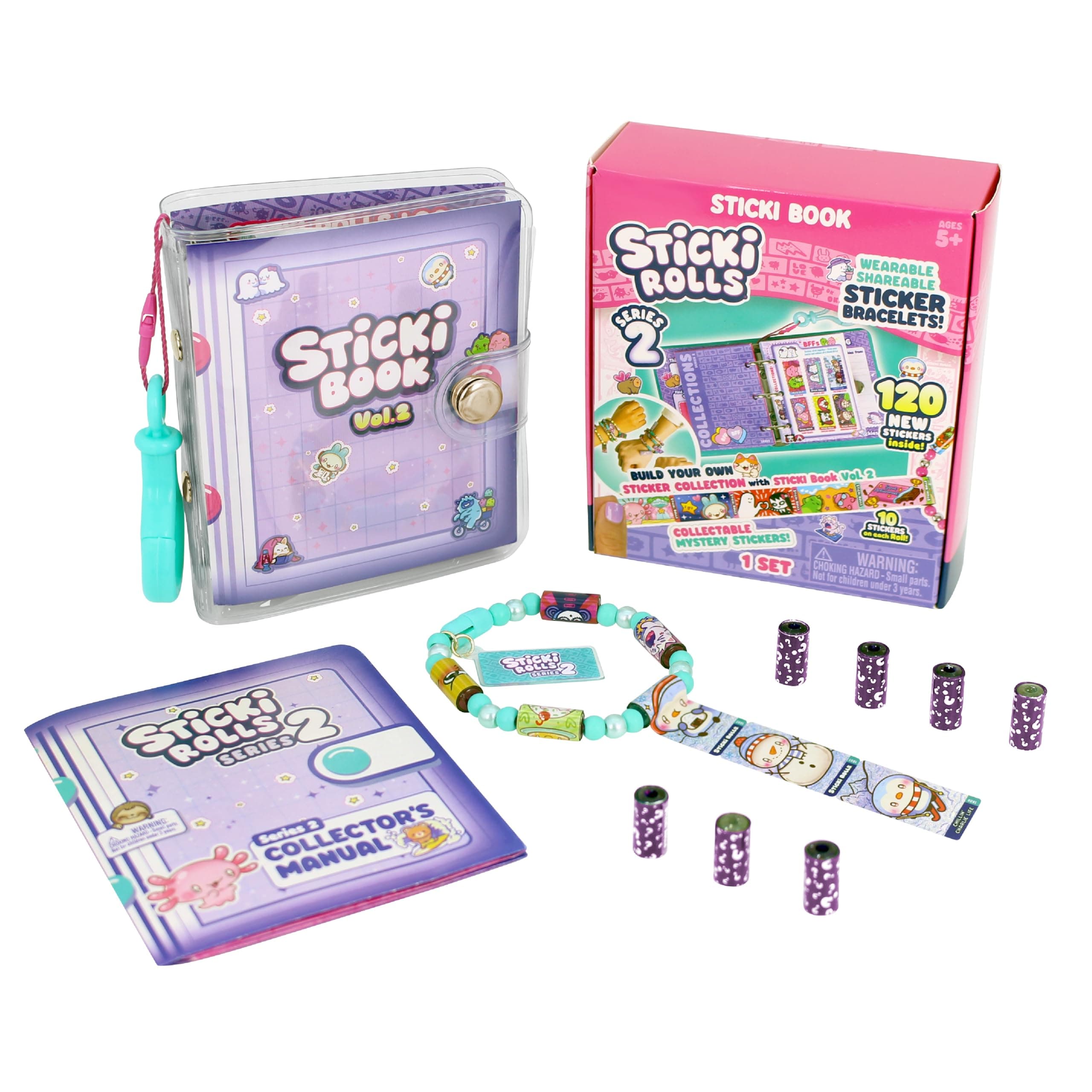 STICKI Rolls Sticki Bands – The Original Wearable & Shareable Sticker Bracelet with 120 Mini Stickers, 2 Mystery Reveal Sticki Rolls, DIY Art & Craft Activity, Collectible Toy for Ages 5, 6, 7, and Up
