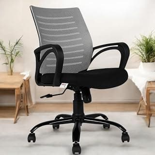 Star OC10 Ergonomic Mesh Mid Back Office Chair | Ergonomic Office, Study, Revolving, Computer Chair for Work from Home Heavy Duty Metal Base, Seat Height Adjustable (Grey)