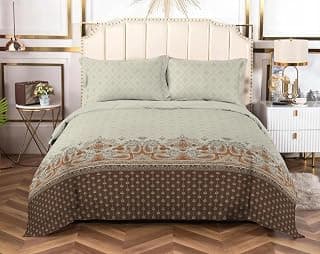 Bombay Dyeing Thyme 210TC 100% Cotton One King Size 274x274Cm / 108x108 inches Bedsheet with 2 Pillow Covers Size 46x69 Cm (7860)
