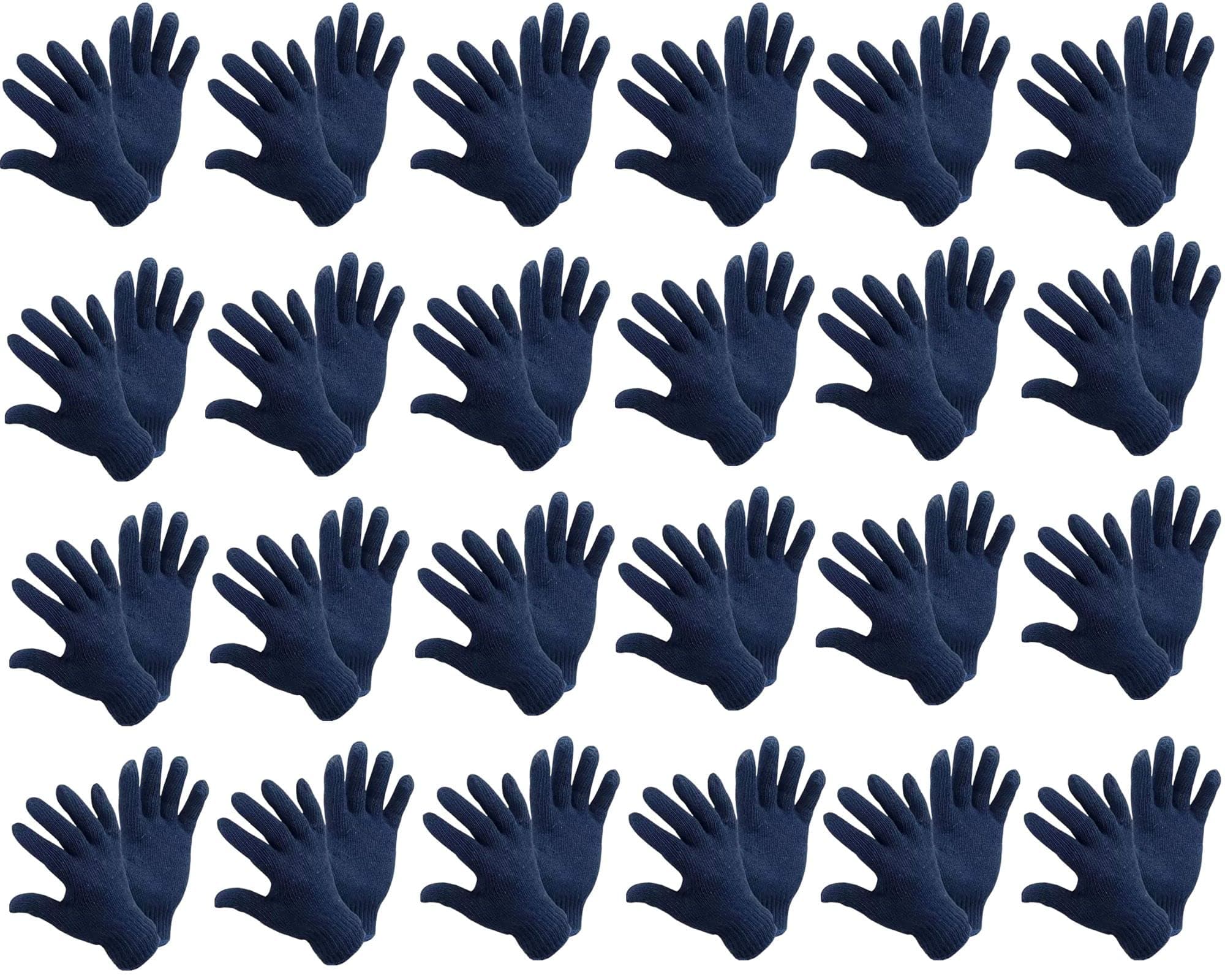 QTM Pack Of 24 Pair Knitted Cotton Plain Winter/Normal Use Hand Gloves Reusable Washable Knitted Cotton Hand Gloves Unisex For Industrial And Work Purpose Safety Hand Glove