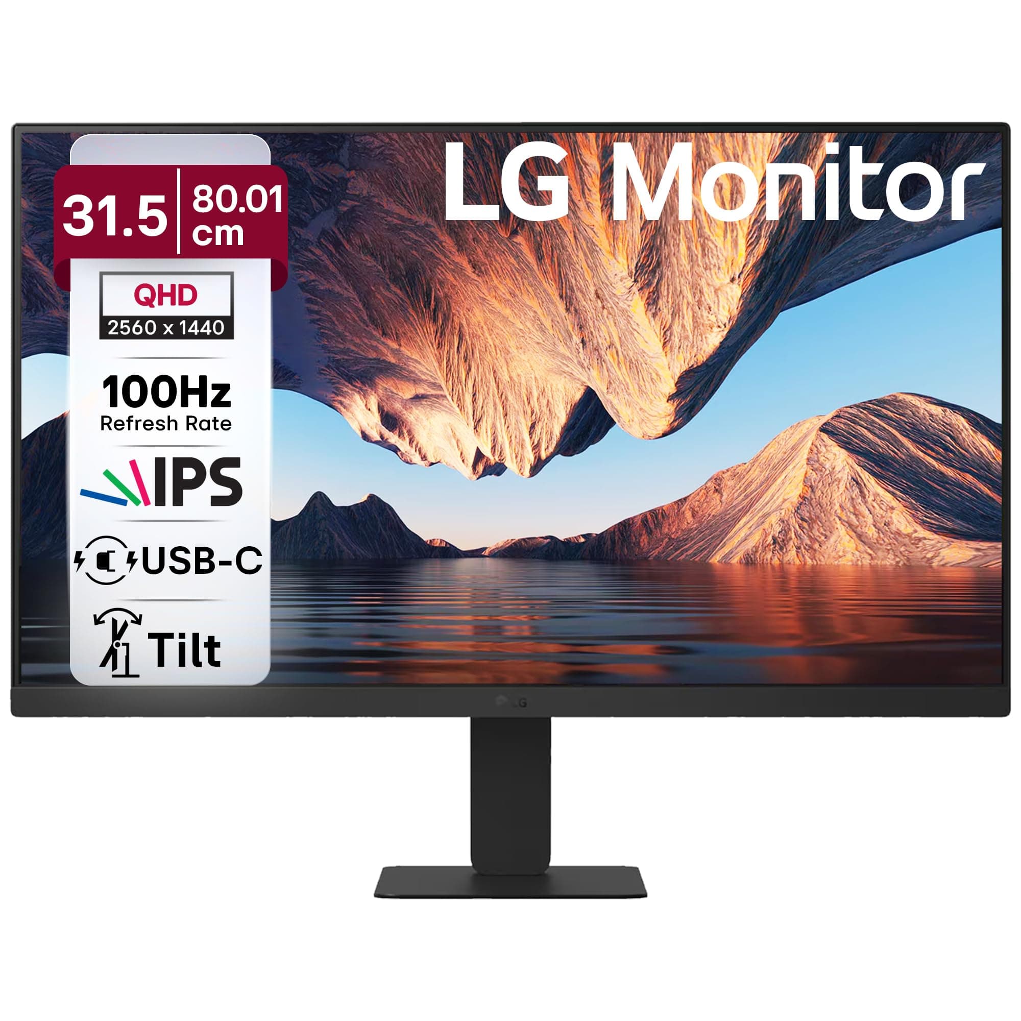 LG 32U631A 80.01cm (32 Inch) QHD (2560x1440) IPS Monitor, sRGB 99% (Typ.), HDR10, USB-C with 15W PD, HDMI, 3 Side Virtual Borderless, Anti-Glare, Reader Mode, Flicker Safe, Slim Stand, HP Out, Black