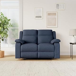 Amazon Brand - Solimo Kalvian Manual 2 Seater Fabric Recliner (Blue)