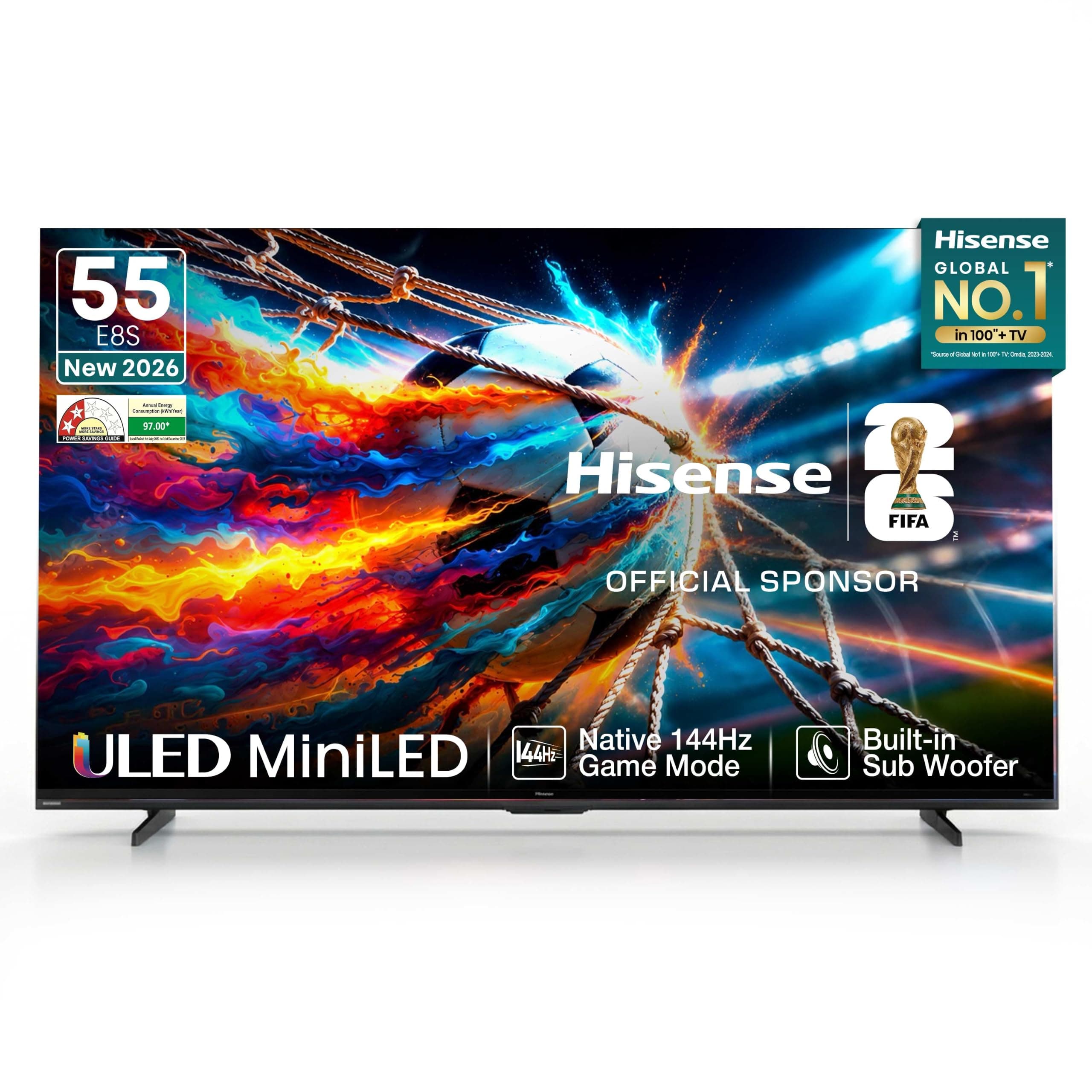 Hisense 139 cm (55 inches) E8S Series Hi-QLED MiniLED Smart TV 55E8S (Black)