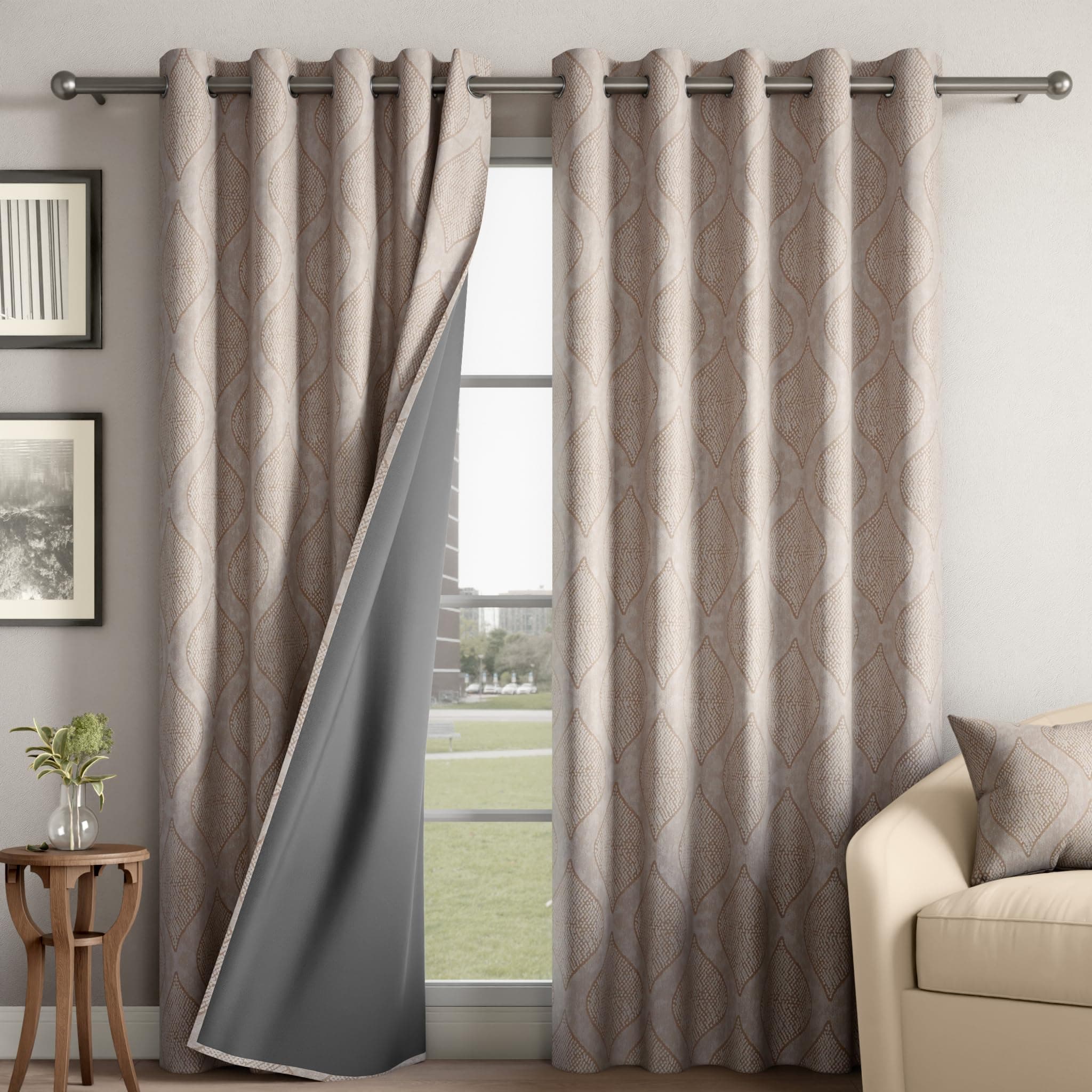 Wakefit Designer Jacquard Blackout Curtain | 5X 4.3 ft | Set of 2 | Blocks up to 99% of Light | Double Layered Fabric | Woven, Not Printed | Helps Reduce Noise | Machine Washable | Dabbe