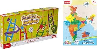 Funskool Games - Snakes & Ladders, 4 & Above&Funskool Play, Read & Learn India Toy Map,for 6 Year Old Kids and Above