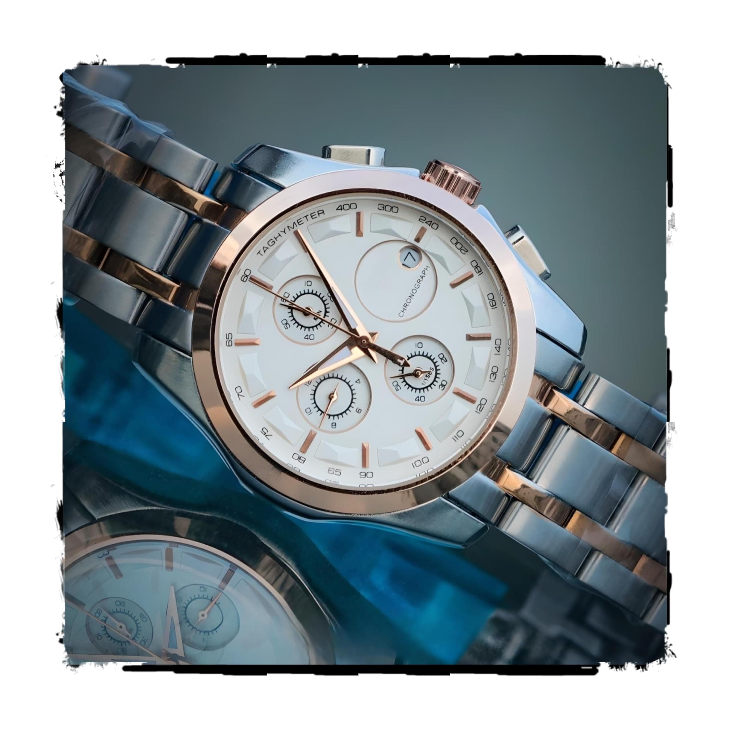 AMERICANVIBER TST Black Trending Men Collection Double Tone Date Function Working Foldover Lock Analog Watch - for Men