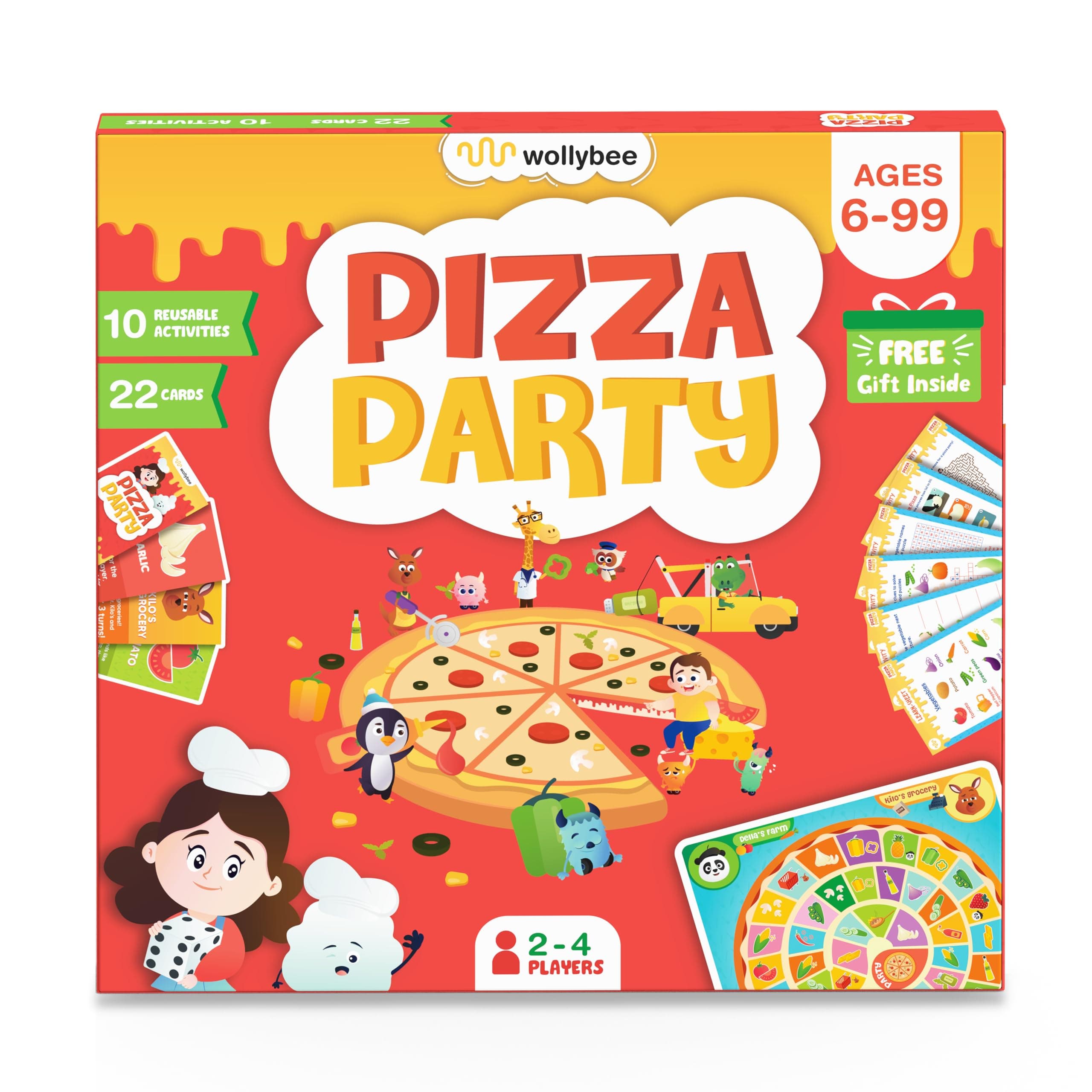 Educational Board Game for Kids Ages 6+ | Wollybee Pizza Party | Learn Vegetables, Counting & Teamwork, 2-4 Players, Family Game Night, Birthday & Return Gift, Made in India