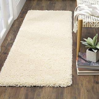 Naze Modern Shaggy Carpete for Study Room, Kids Room Room Door, Bathroom, Play Room ('Ivory, 1.5x3 feet