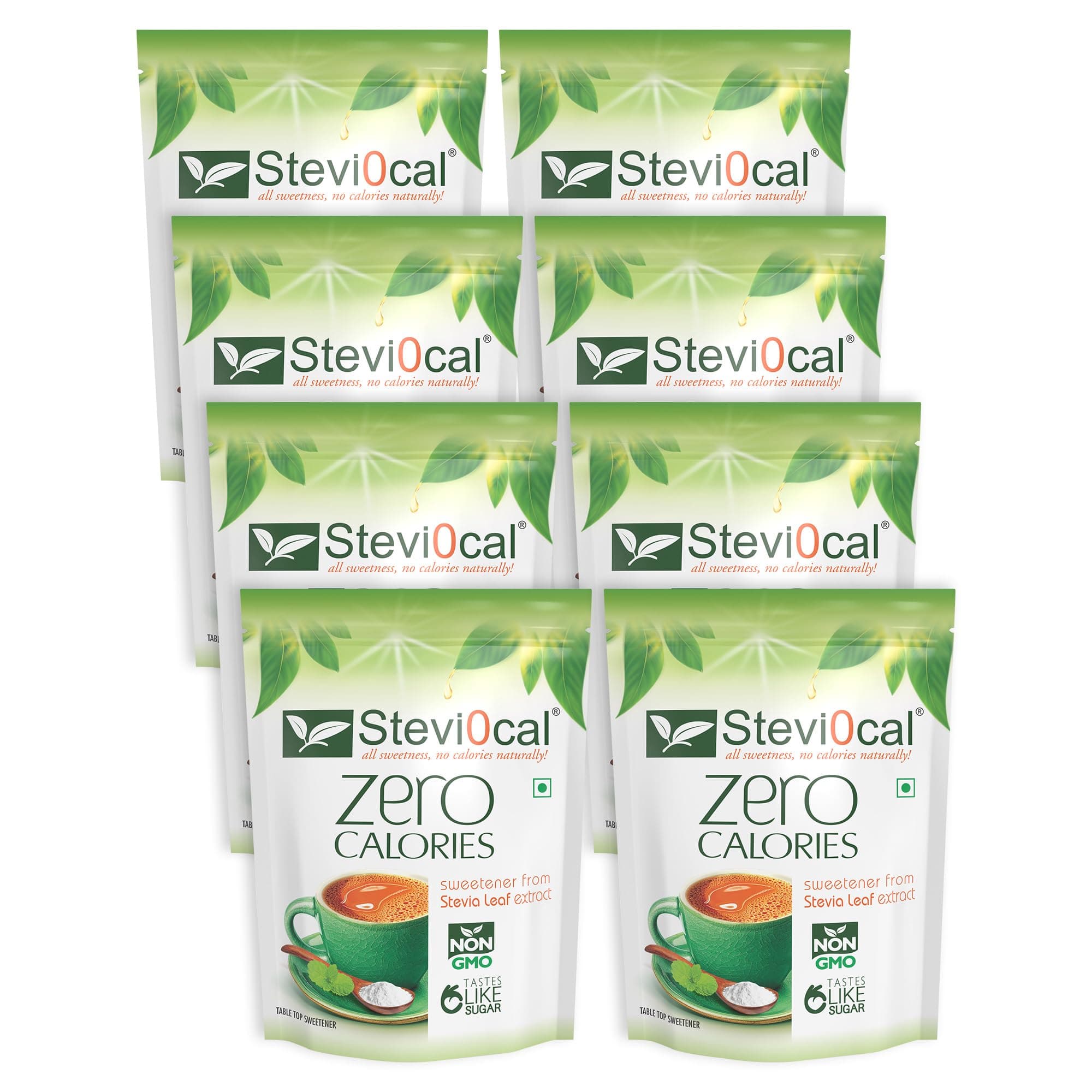 Stevi0cal Stevia Sweetener Powder | 100% Sugar Free Natural | Zero Calorie for Weight Management, Diet, Diabetic Friendly | 350 gm Jar - Pack of Eight (8 x 350 gm)