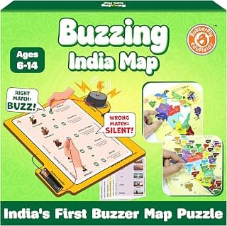 Butterfly Edufields Buzzing India Map Jigsaw Puzzle for Kids 6–14 Years | Buzzer-Based India Map Game for Boys & Girls | States & Capitals, Monuments, Dance Forms & India Facts Quiz Learning Toy