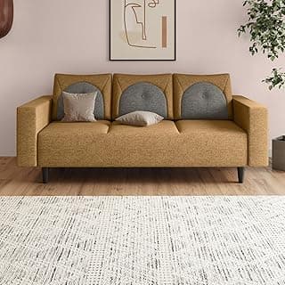 Interio by Godrej Sofa Cresco 3-Seater Fabric Sofa for Living Room, 1-Year Warranty, Solid Wood (Camel and Taupe)