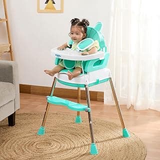 Amazon Brand - Supples 3-in-1 High Chair for Babies and Kids | Sea Green | Supports up to 15 Kg Weight | Detachable & Portable | Safe for Kids from 6 Months to 3 Years