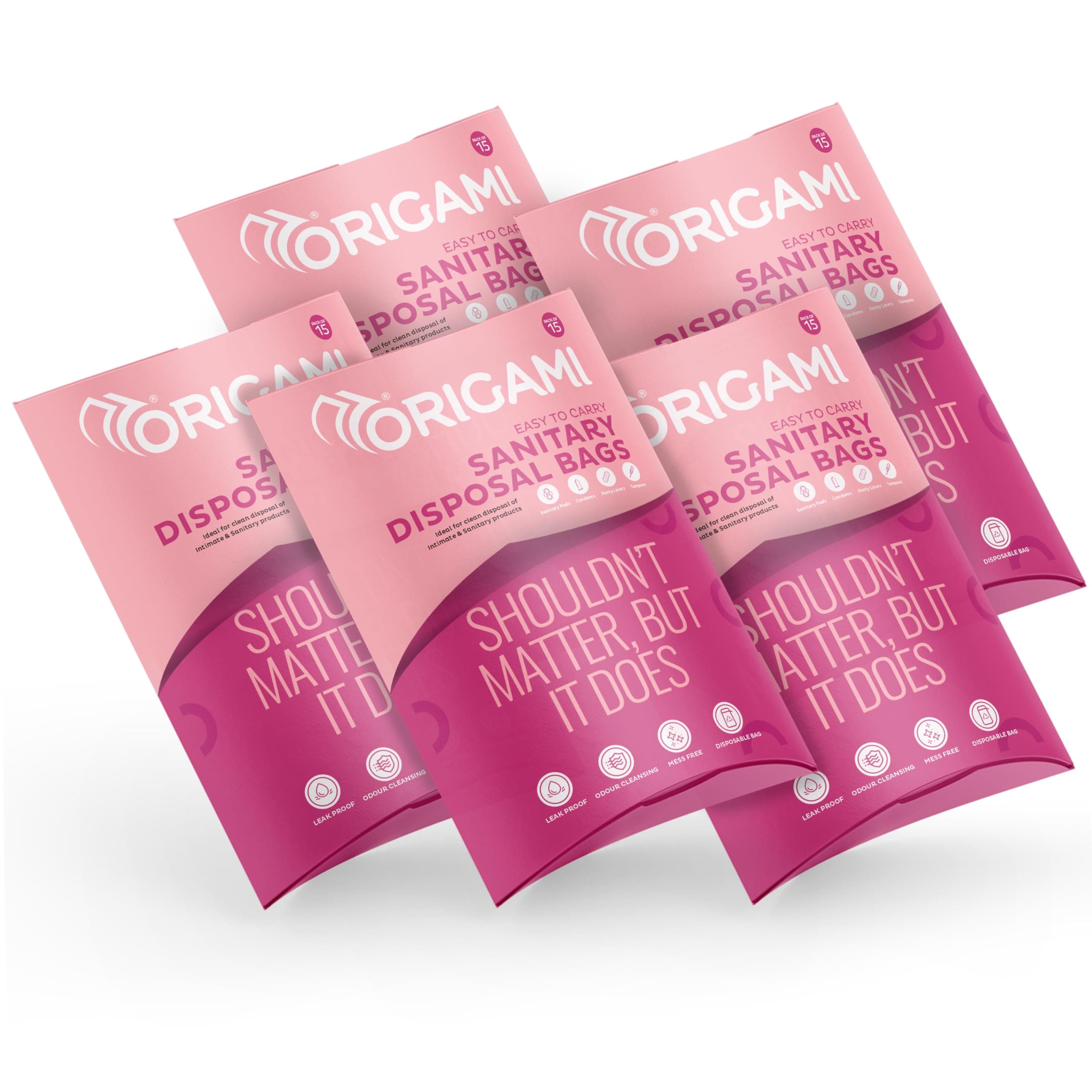 Origami Disposable Sanitary Bags | Pack of 5 | 15 Counts Each