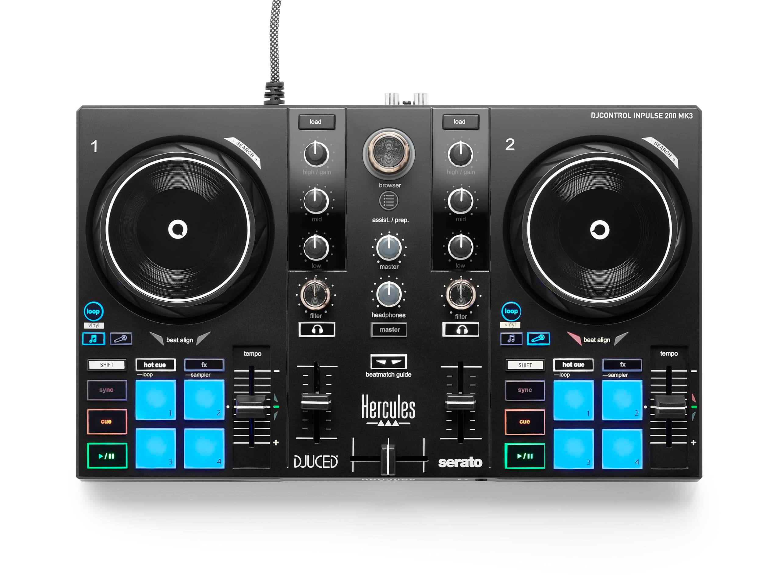 Hercules DJControl Inpulse 200 MK3 – Ideal DJ Controller to Start DJing – Software and Tutorials Included – Spotify and Apple Music streaming with Serato DJ Lite