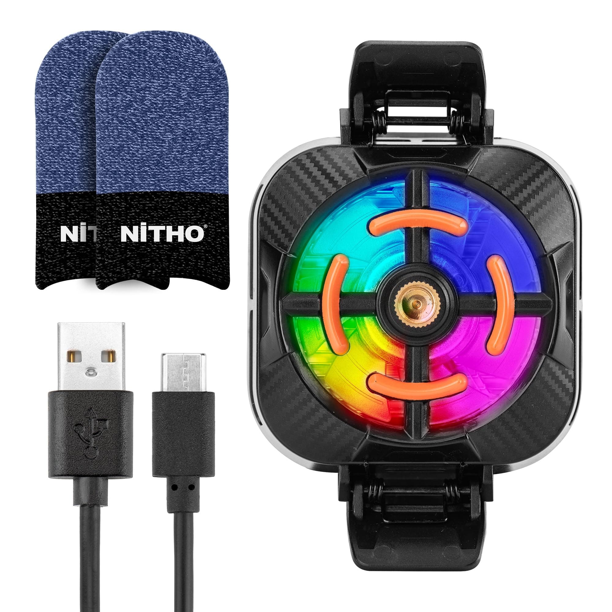 NiTHO ARTIC Mobile Phone Cooler for Gaming with Finger Sleeves Kit, Semiconductor Cooling Fan, RGB Light, Clamp Mounting, Fast Cooling Radiator, Type-C Powered, Compatible with Android & iPhone