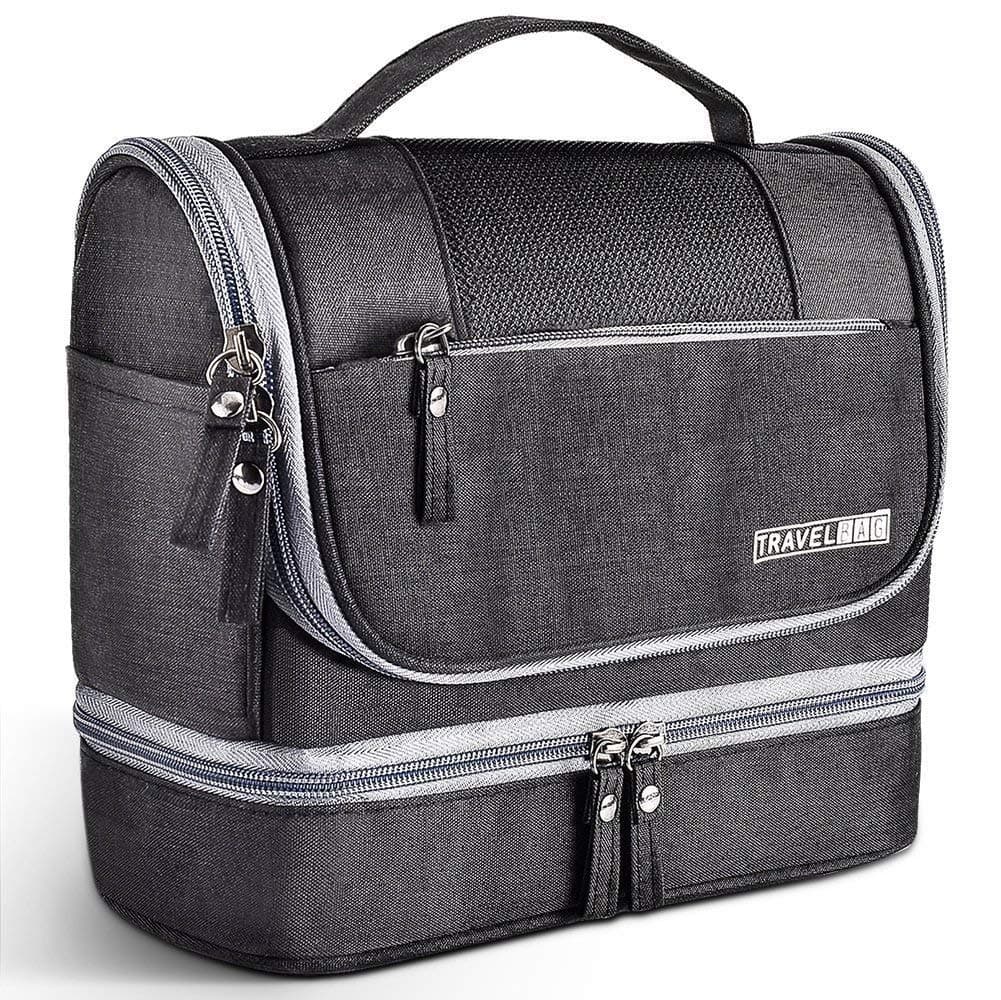 Seagull flight of fashion Polyester Toiletry Bag for Travel, Toiletry Organizer Pouch with Hook, Travel Accessories Kit Pouch for Men & Women - 24 x 20 x 13 cm - Black