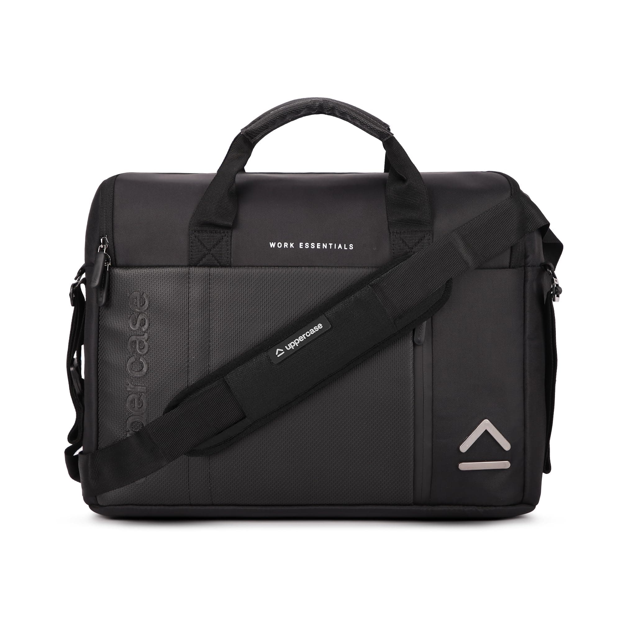 uppercase 14L Omega 02 Professional Laptop Messenger Bag | up to 15.6''| 3x More Water Resistant| Tablet Compartment| Multiple Organisers| Office Bag for Men & Women(Black)