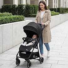 R for Rabbit Poppins Neo Baby Stroller/Pram for 0-3 Years Newborn Kid | Foldable Design with 5-Point Safety Harness, Cushioned Seat, Smooth Suspension & Linked Brakes, 360° Swivel Wheel (Pure Black)